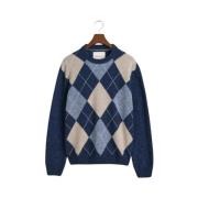 Argyle Crew Neck Strikkegenser