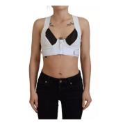 Hvit Cropped Bustier Topp med Glidelås