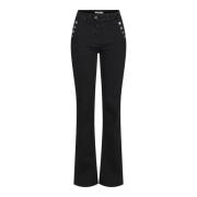 Svart Knappedetalj Slim-Fit Denim Jeans