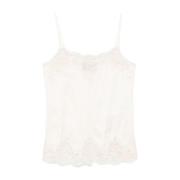 Beige Blomsterblonde Detaljer Camisole Topp