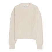 Crop crewneck melk genser med ødelagt effekt