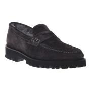 Loafers in dark grey suede leather