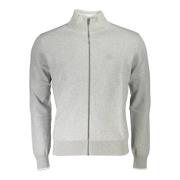 Grå Zip-Up Brodert Cardigan