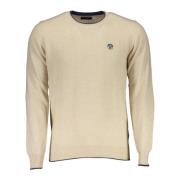 Beige Langermet Genser Brodert Logo