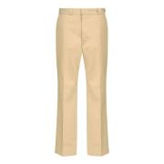 Beige Bomull Straight Leg Bukser