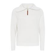 Off-White Zipped Roll-Neck Pullover Bluse