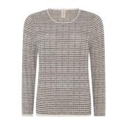 Multifarget O-Neck Pullover Bluse Krem