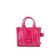 Magenta Crinkle Micro Tote Crossbody Veske