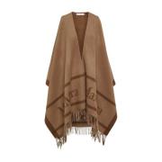 Jacquard Logo Ull Poncho Kamel Yttertøy