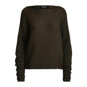 Metallic Boatneck Sweater med olivengrønt garn