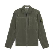 Grønn nylon metall zip-up overshirt