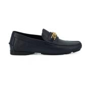 Marineblå Kalveskinn Loafers