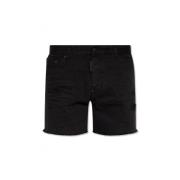 Sort Bomullsshorts Frynsefinish