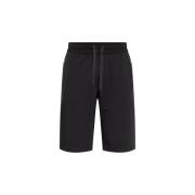 Sort Bomull Logo Elastisk Midje Shorts