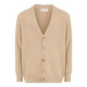 Beige Ull Cardigan Genser