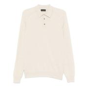 Lys Beige Polo Strikket Genser