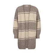 Beige Lang Cardigan med Perleknapper