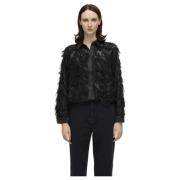 Svart Fluffy Cropped Skjorte