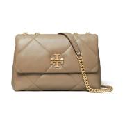 Stilig Taupe Skinn Crossbody Veske