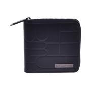 Wallet in black quilted leather with zip and monogram