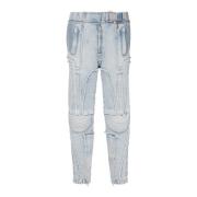 Ribbest Slim-Fit Jeans i Bomull