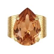 Topaz Drop Ring Klassisk Gull Krystall