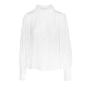 Elegant Vevd Hvit Bluse Topp