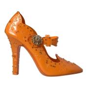 Oransje Blomster Krystall Cinderella Pumps