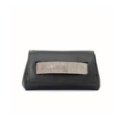 Svart Nappa Skinn Clutch Veske