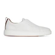 Hvite Skinn Slip-On Sneakers