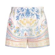 Multifarget Silke Twill Trykte Shorts