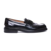 Svarte Skinnloafers Elegante Slip-On Sko