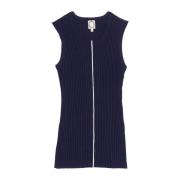 Navy Strikket Tank Top