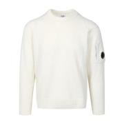 Hvit Lamull Crew Neck Sweater