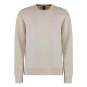 Ribbet crew-neck genser i bomullsblanding