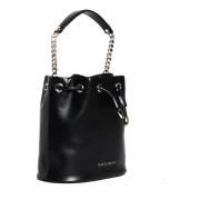 Svart Skinn Bucket Bag