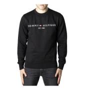 Svart Print Sweatshirt Menn Bomull Fleece