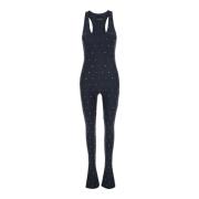 Svart Krystall Jumpsuit med Strass Detaljer