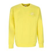 Gul Crewneck Sweatshirt med Micro Ribbed Mansjetter