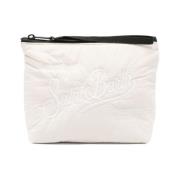 Hvit Brodert Logo Clutch Bag