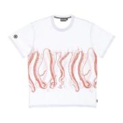 Hvit Herre Tee med Octopus Logo