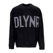 Sort Crew-neck Sweater med Logo Broderi