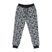 Svart Plysj Sweatpants Elastisk Midje