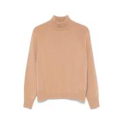 Beige Strikket High-Neck Sweater