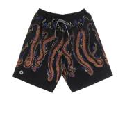 Sorte Boardshorts med Blekksprutetrykk