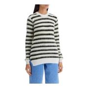 Stripet Mohair Crewneck Pullover