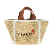 Macramé Strikket Tote Bag med Brodert Logo