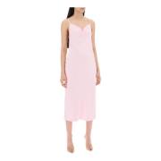 Satin Midi Slip Dress med Ringhals