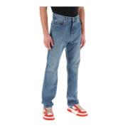 Straight-leg jeans i brukt-effekt denim