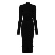 Elegant Svart Midi Kjole Cut Out